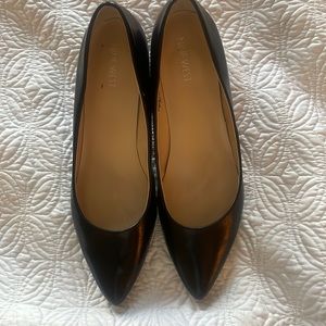 Nine West Black Leather Wedge Heels
